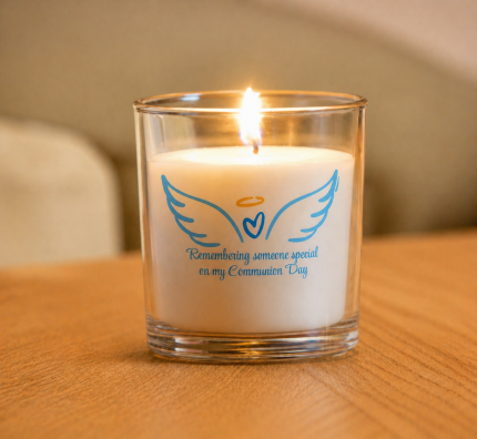 Communion Memorial Candle Blue