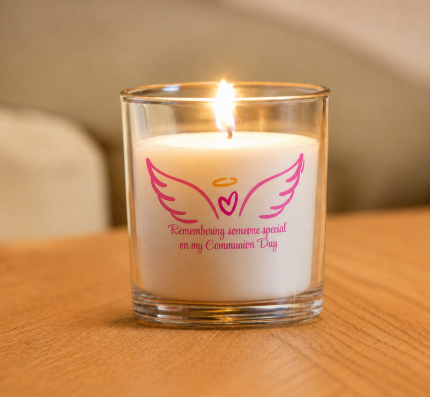 Communion Memorial Candle Pink