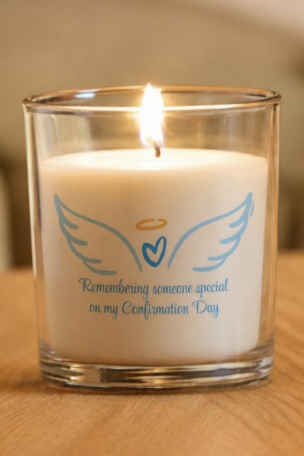 Confirmation Memorial Candle Blue